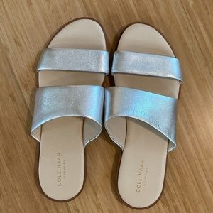 Cole Haan Metallic Silver Slide Sandal Flats 6.5